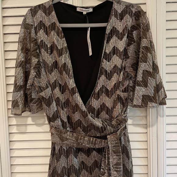 Debenhams Zig Zag Metallic Wrap Dress - Picture 4 of 8